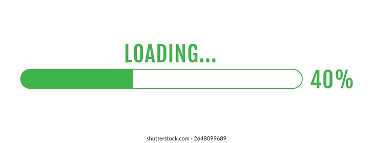 40% Loading, 40% Progress Bar Infographics, Progress Loading Bar Vector Illustration