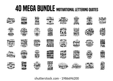 40 mega bundle motivational lettering quotes hand written style