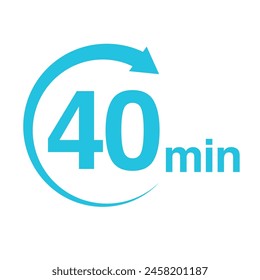 Ilustración vectorial de icono de temporizador de flecha de 40 minutos eps