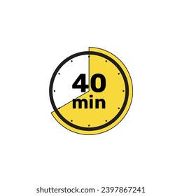 40 Minutos Analógico Icono Reloj de fondo blanco .