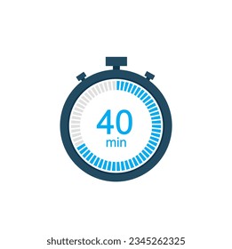 40 minutes countdown timer or digital counter timer clock vector icon. 40 min Stopwatch vector icon, digital timer.