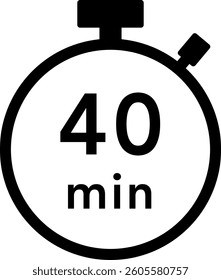 40 minutes stopwatch icon (black)