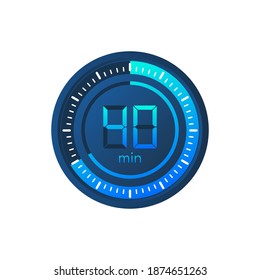 The 40 minutes, stopwatch vector icon. Stopwatch icon in flat style on a white background. Vector stock illustration.