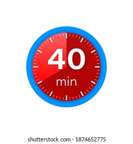 Los 40 minutos, icono del vector de cronómetro. Icono de Stopwatch en estilo plano sobre un fondo blanco. Ilustración de material vectorial.