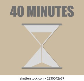 40 minutes time hourglass. Vector count of minutes on dark background