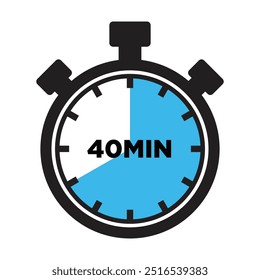 40 Minutos Ícone De Temporizador, Design Plano Moderno. Relógio, Cronômetro, Mostrando quarenta Minutos Rótulo. Hora da cozinha, Indicação de contagem regressiva.