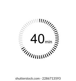 40 minutes timer icon,40 min digital timer. Clock and watch, timer, countdown.