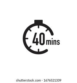 40 minutes timer, stopwatch or countdown icon. Time measure. Chronometr icon. Stock Vector illustration isolated on white background.