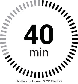 cronômetro cronômetro de 40 minutos ou contagem regressiva ícone vetor isolado no fundo branco