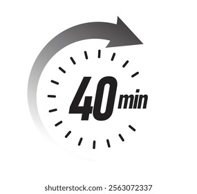 40 minutes timer, stopwatch vector icon. Stopwatch icon in flat style on a white background.