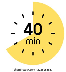 40 Minuten, Begriff der Zeit, Timer-Illustration, Vektorgrafik.