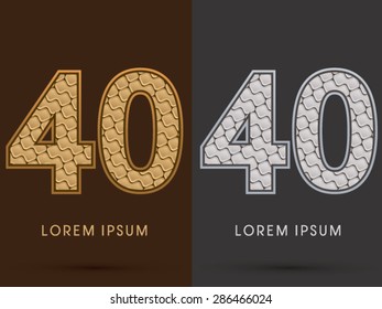 40 Number, Abstract Font, Text, Typography, concept  luxury gold and silver pattern, graphic vector