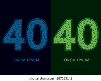 40 Number, Abstract Font, Text, Typography, concept luxury natural blue and green, pattern, graphic vector