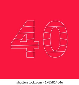 40 number, linear stroke font. Modern trendy, creative style design. For logo, brand label, design elements, corporate identity, application and more. İsolated vector illustration
