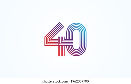 40 Number Logo, number 40 monogram line style, usable for anniversary, business and tech logos, flat design logo template, vector illustration [Converted]