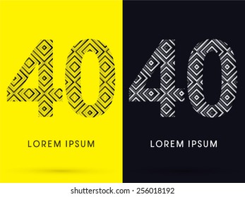 40 ,Number ,Luxury font, designed using black and white line square geometric shape, logo, symbol, icon, graphic, vector.
