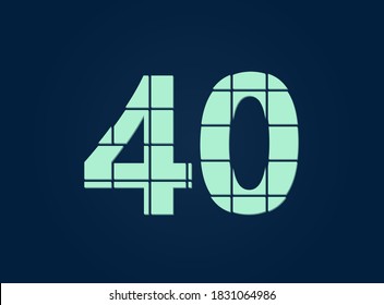 40 number, vector desing font.  Made of knife cut. For logo, brand label, design elements, corporate identity, application & more. IsolatedEps10 illustration