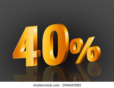 40% Rabatt auf 3D Gold, Sonderangebot 40% Rabatt, Verkauf bis 40%, große Angebote, perfekt für Flyer, Banner, Werbung, Aufkleber, Offerten, etc.