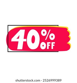 40% off. Badge for business company. Vector illustration on white background.