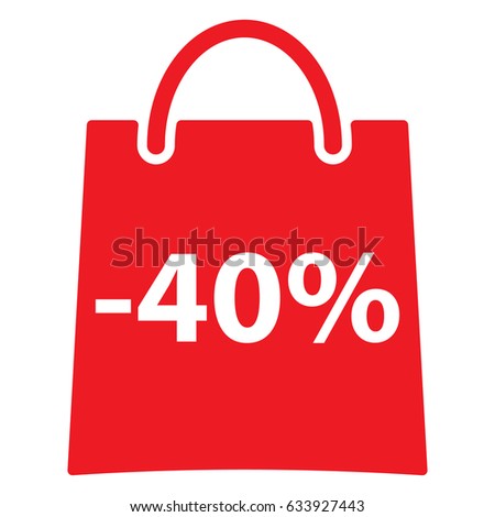 -40% Off bag icon.. Red color. Vector illustration.