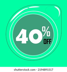 40% de globo, caída verde 40% de descuento, ofrecer globo, fondo verde.