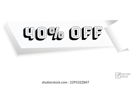 40% off banner design. 40% off icon. Flat style vector illustration.