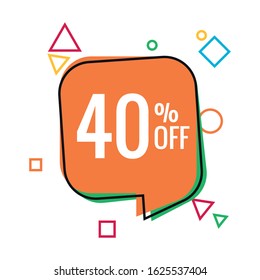 40 % Off Banner Vector Illustration. Sale Banner Template Design For Valentine Days. Discount Banner For Social Media Promotion