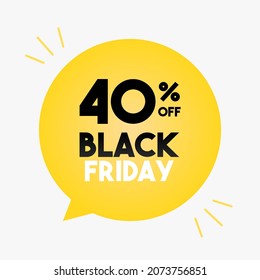 40% off black friday sale yellow balloon in a white background