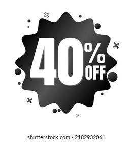 40% off, black online super discount sticker in Vector illustration, with various abstract details