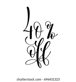 40% off - black and white hand lettering inscription to black friday and cyber monday deals design, promotional banner template, calligraphy vector illustration