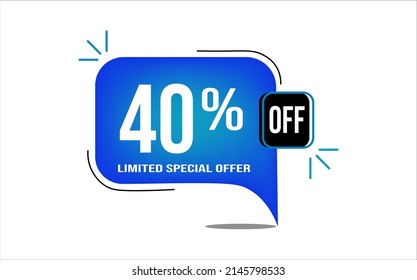 40% off blue balloon. Wholesale buy and sell banner. Limited special offer