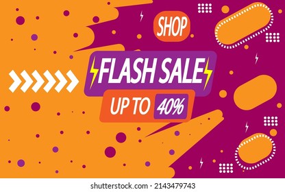 Up to 40% off design quick sale banner in purple and orange color.