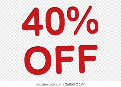 40 % de descuento Diseño de etiqueta de oferta 3D para su negocio o empresa