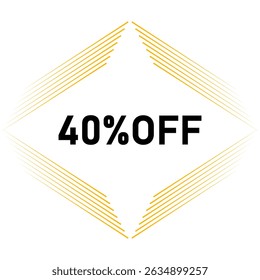 40% Fora Promoção De Desconto, Golden Hexagonal Venda Banner