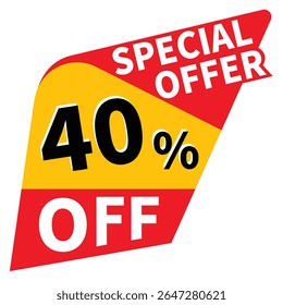 40% off discount promotion vector illustration, offer sale banner, big sales offer design in typography, vector in transparent background
