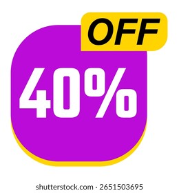 40% fora etiqueta de desconto, Etiqueta de produto, maquete para cima, pódio. Banner e cartaz de venda, ilustração vetorial.