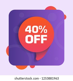 40% Off Discount Tag. Vector Illustration.