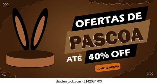 40% off. Easter offer. Easter campaign banner in Brazil. Sale banner with words in Portuguese. EPS 10 vector