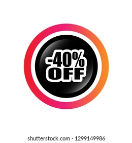 -40% off and glossy button
