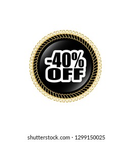 -40% off and glossy button
