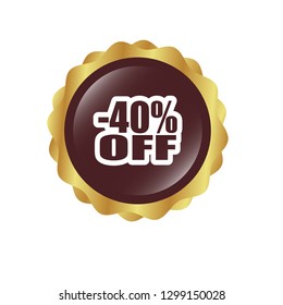 -40% off and glossy button