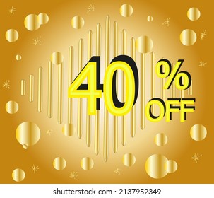 bis zu 40 % Rabatt. Goldene Vektorgrafik für Preissenkung und Promotion	
