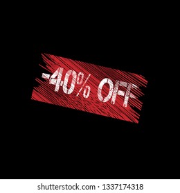 -40 % off grunge label,sticker,emblem or stamp.