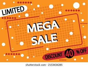 40 % Rabatt auf den Mega-Verkauf. Vektorgrafik für den Verkauf und die Werbung in Geschäften