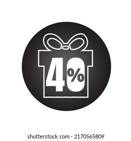 40% off (offer), online super discount icon, black and white gift style vector illustration design