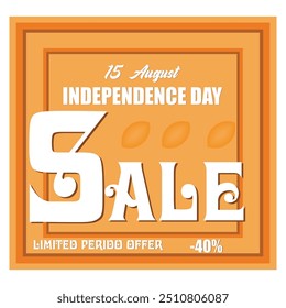 40% off offer sale poster design for Independence Day celebration. Flat vector modern illustration 