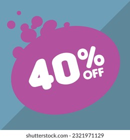 40% de descuento, porcentaje en un círculo colorido, promoción, gran venta, fondo colorido