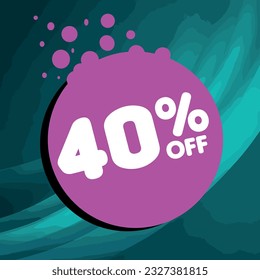 40% off per cent, percentage number in a colored circle, promotion, big sale, colorful background