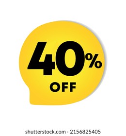 40% off. For price discounts on purchases. Sales, promotions, offers, retail, store. Use in social media, banner, poster.