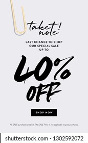 40% Off Promotion Sale Web Banner. Special  Price Discount Poster. Fashion and Modern Vector Illustration.